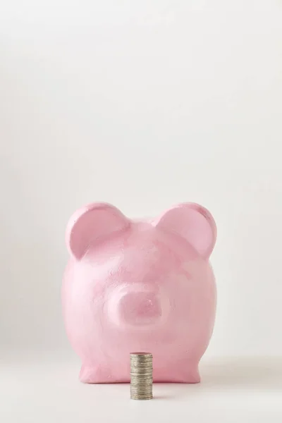 Pink Piggy Bank White Background Finance Saving Money Natural State — Stock Photo, Image