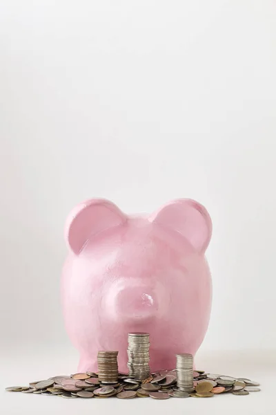 Pink Piggy Bank White Background Finance Saving Money Natural State — Stock Photo, Image