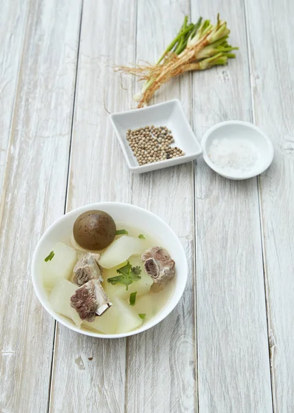 Famous Homemade Fresh Pickled Lemon Soup Pork Winter Melon White — Stock Photo, Image
