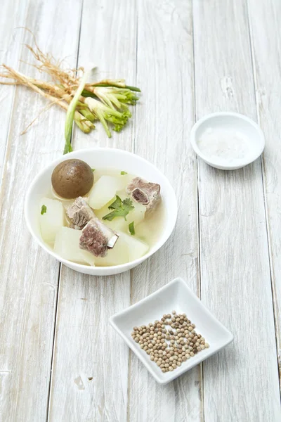 Famous Homemade Fresh Pickled Lemon Soup Pork Winter Melon White — Stock Photo, Image