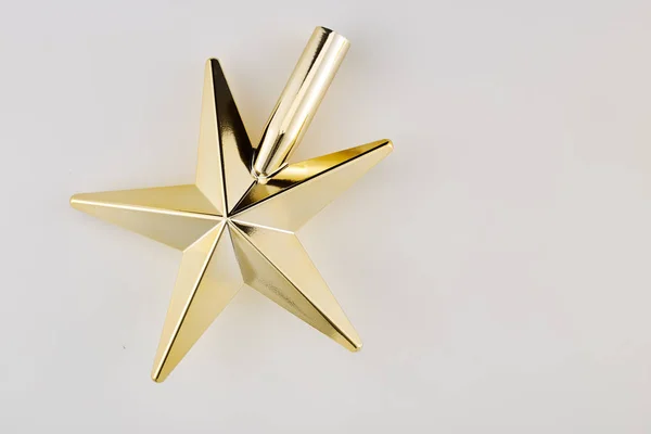 Estrella Dorada Navidad Sobre Fondo Blanco Top View Close Gold — Foto de Stock