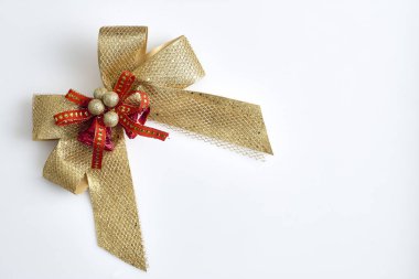 Kırmızı hediye yay şerit bant Isolated beyaz boş alanı tasarımı için