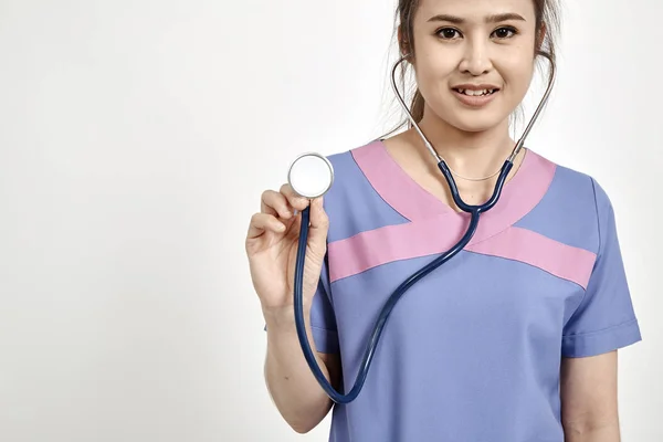 Asiático Bonito Jovem Médico Retrato Feminino Conceitos Médicos Modernos Formato — Fotografia de Stock