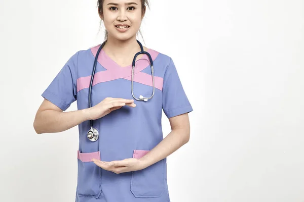 Ázsiai Szép Fiatal Női Orvos Portré Modern Orvosi Fogalmak Online — Stock Fotó
