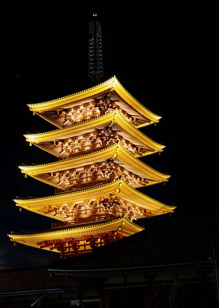 Güzel Simgesel Yapısının Gece Tokyo Eski Asakusa Sensoji Tapınağı — Stok fotoğraf