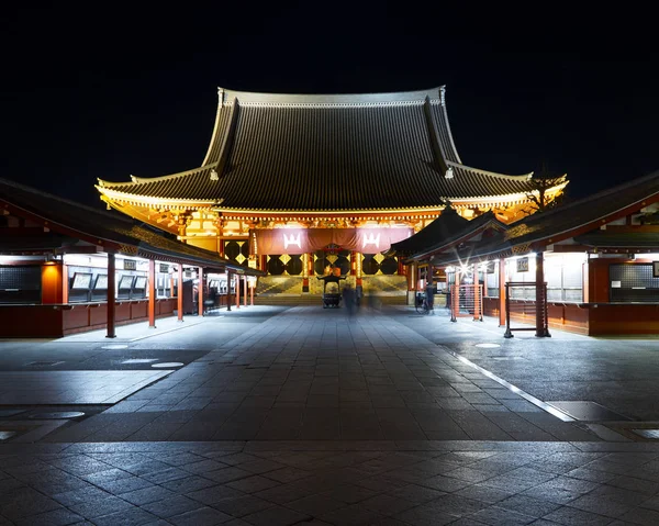 Pięknym Zabytkiem Starożytnej Świątyni Sensoji Asakusa Nocy Tokio — Zdjęcie stockowe