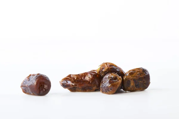 Dates Sèches Fruits Palmier Dattier Phoenix Dactylifera Sur Fond Blanc — Photo