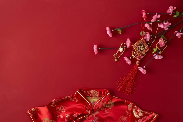 Tasarım Çin Yeni Yılı 2019 Kırmızı Backgroung Dekorasyon Nimet Metin — Stok fotoğraf