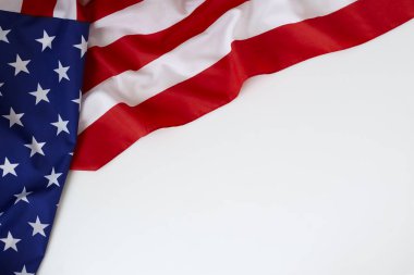 Mutlu Başkanlar günü'nde tipografi Amerikan bayrağı kenarlıklı sıkıntılı beyaz arka plan üzerinde. Düz yatıyordu. Metin alanı görüntüleri.