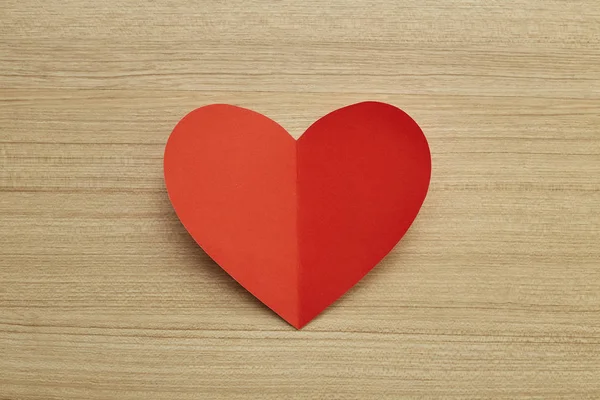 Dia Dos Namorados Coração Papel Vermelho Fundo Madeira Abstrato Com — Fotografia de Stock