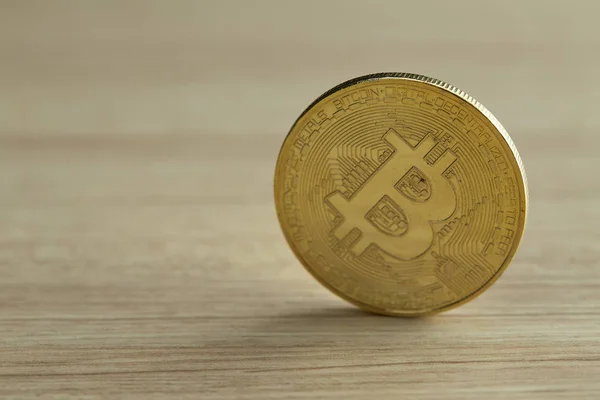 Bitcoin Una Moneda Física Moneda Digital Criptomoneda Moneda Dorada Con — Foto de Stock