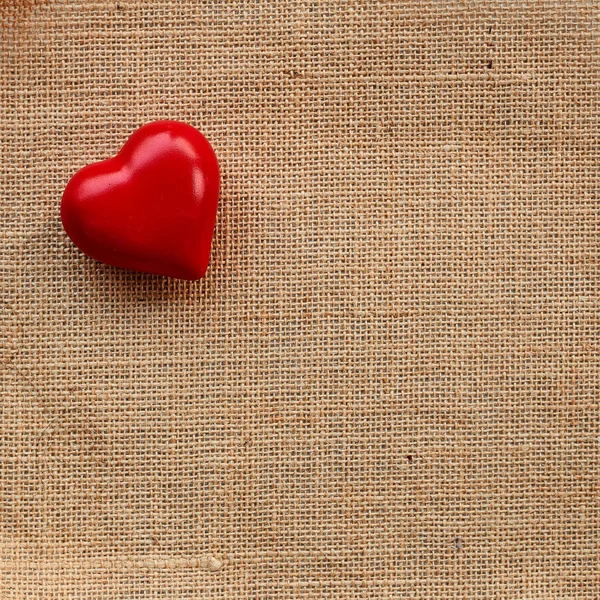 Red Ball Heart Love Sackcloth Background Romantic Valentines Day Christmas — Stock Photo, Image