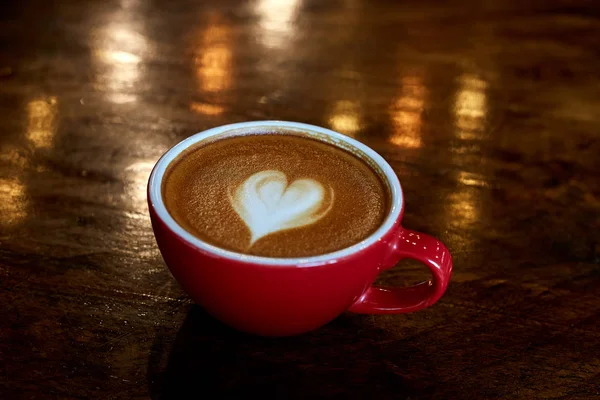 Happy Valentines Day Cup Coffee Latte — Stock Photo, Image