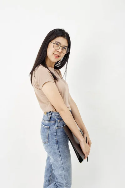 Attractive girl with document paper folder — Stock Photo, Image