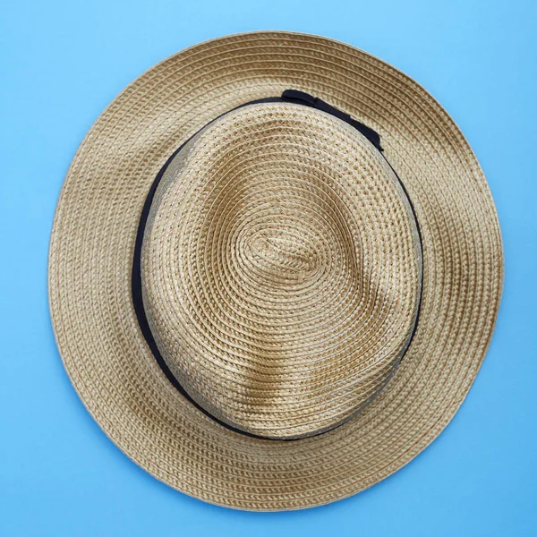 Top View Panama Hat op witte achtergrond — Stockfoto