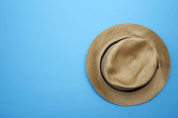 Top view panama hat on white background
