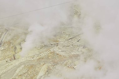 haftasonu seyahati, owakudani 'de dağ görünümü, Hakone 'de kükürt ocağı, Japonya