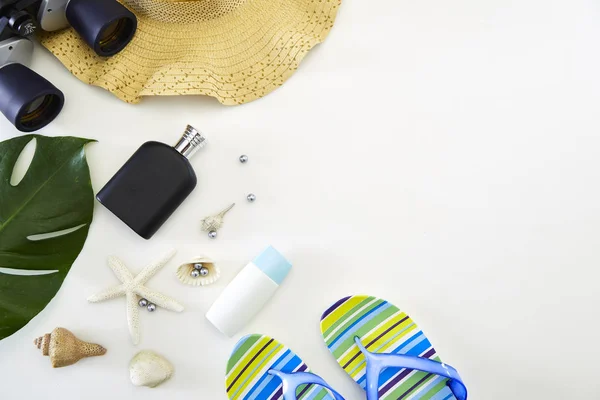 Holiday summer flat lay background