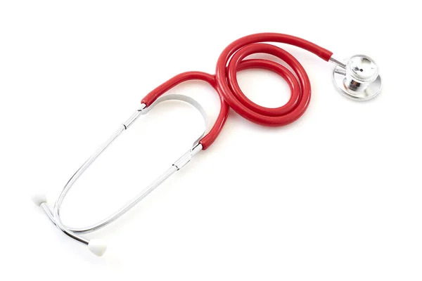 Red Stethoscope on withe background — Stock Photo, Image