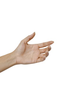 El kadın bir şey tutuyor.