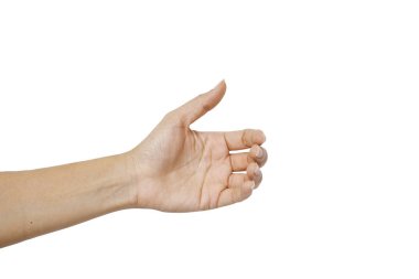 El kadın bir şey tutuyor.