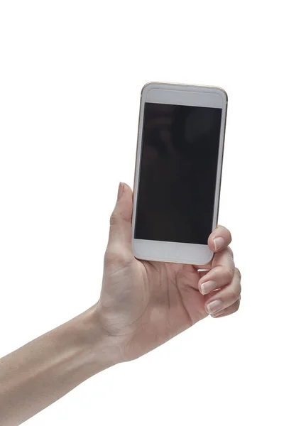 휴대 전화를 들고 있는 손 — 스톡 사진