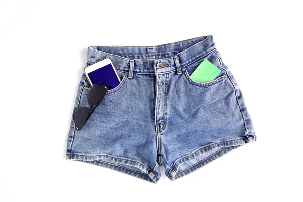 Fashion short jean pants for women — Stock Photo, Image