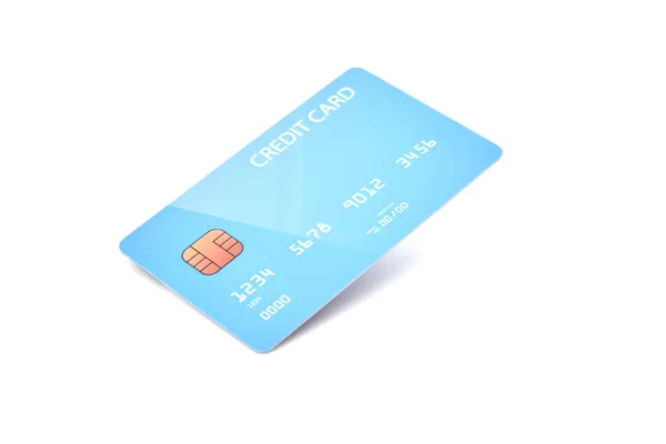 Blanco blauwe creditcard op witte achtergrond — Stockfoto