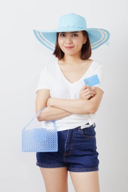 Şapkalı kadın el tutma kartı