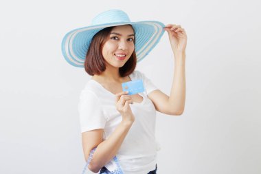 Şapkalı kadın el tutma kartı