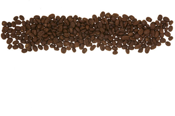 Pile of coffee beans white background