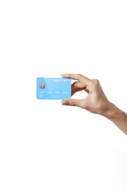 Elinde kredi kartı beyaz