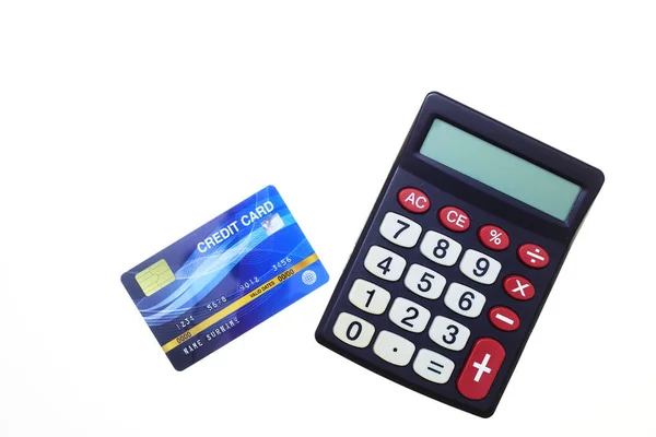Cartão de crédito com calculadora em branco — Fotografia de Stock