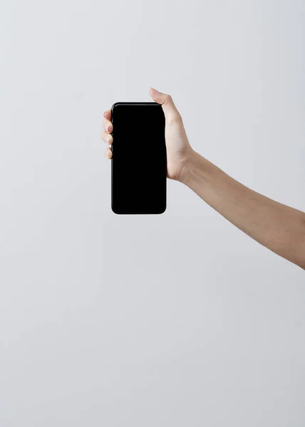 Nahaufnahme Hand halten Handy-Attrappe — Stockfoto