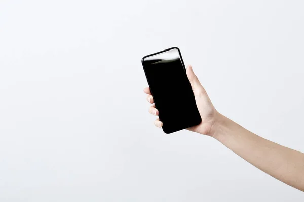 Nahaufnahme Hand halten Handy-Attrappe — Stockfoto