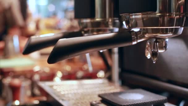 Máquina Fazer Café Ação Descrição Trabalho Barista — Vídeo de Stock