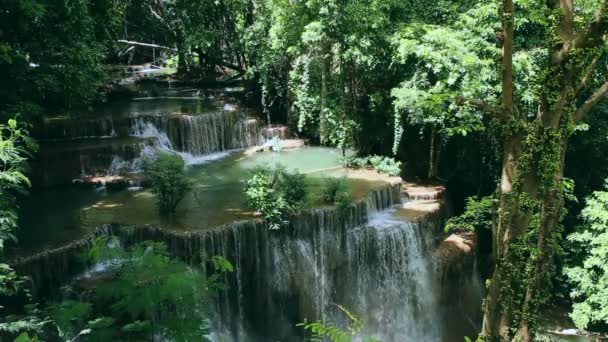 Summer Travel Rainy Season Tropical Forest Waterfalls Thailand — Stock Video