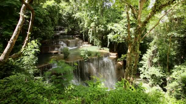 Sommerreise Oder Regenzeit Tropenwaldwasserfälle Thailand — Stockvideo