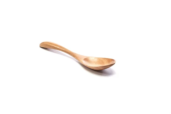 Primer plano de fondo blanco de cuchara de madera — Foto de Stock