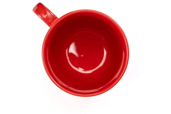 Pusta czerwona filiżanka do kawy i herbaty na białym — Zdjęcie stockowe