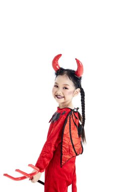 bir cadılar bayramı fantezi elbise şeytan kız