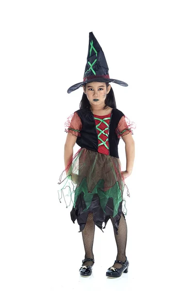 Ázsiai kislány viselt Halloween jelmez — Stock Fotó