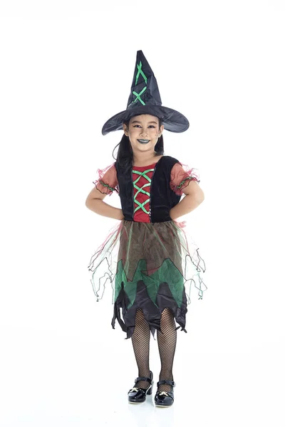 Asiática niña usando disfraz de Halloween —  Fotos de Stock