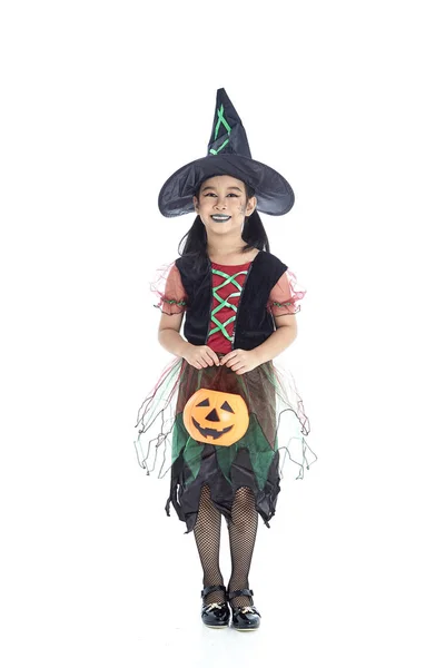 Asiatique petite fille portant Halloween costume — Photo