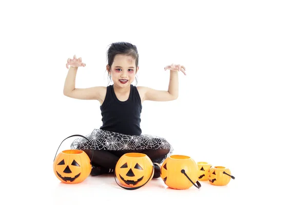 Aziatisch meisje met gezicht-verf in Halloween — Stockfoto