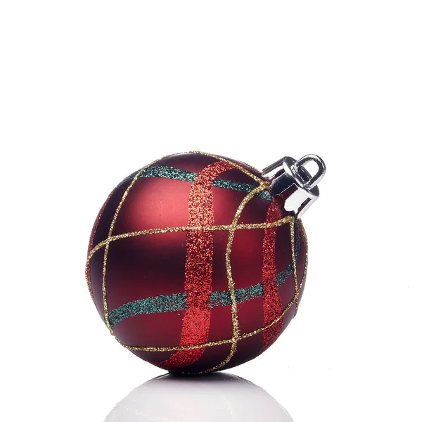 Red Christmas ball on white — Stock Photo, Image