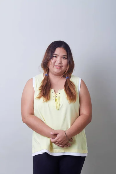 Retrato de feliz bela mulher gorda asiático — Fotografia de Stock