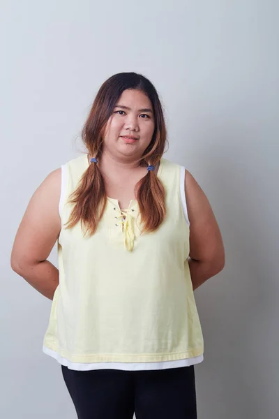 Retrato de feliz bela mulher gorda asiático — Fotografia de Stock