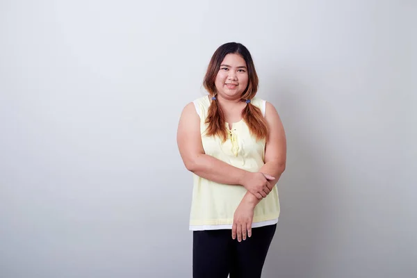 Retrato de feliz bela mulher gorda asiático — Fotografia de Stock