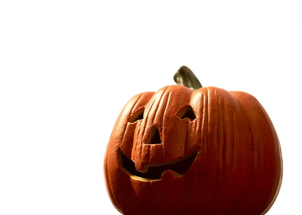 Halloween Zucca Testa Jack Lanterna Isolato Con Ombra Riflessione Percorso — Foto Stock